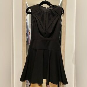 bcbgmaxazria fit and flare black dress, size 4